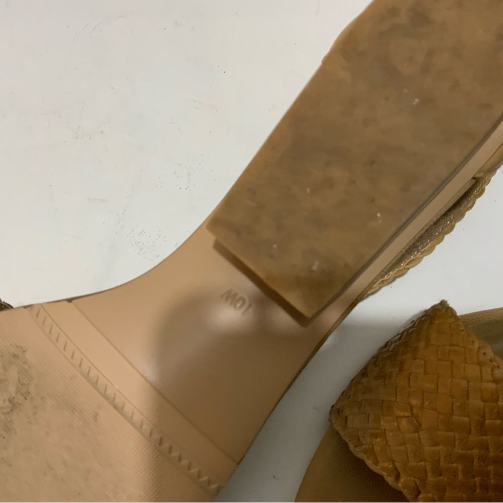 Vaneli Charee Tan  Woven Leather Ankle Strap Block Heel Sandals size 10 wide - Picture 8 of 12